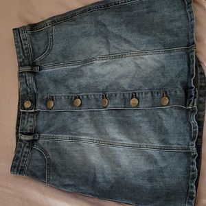 Button up jean denim skirt